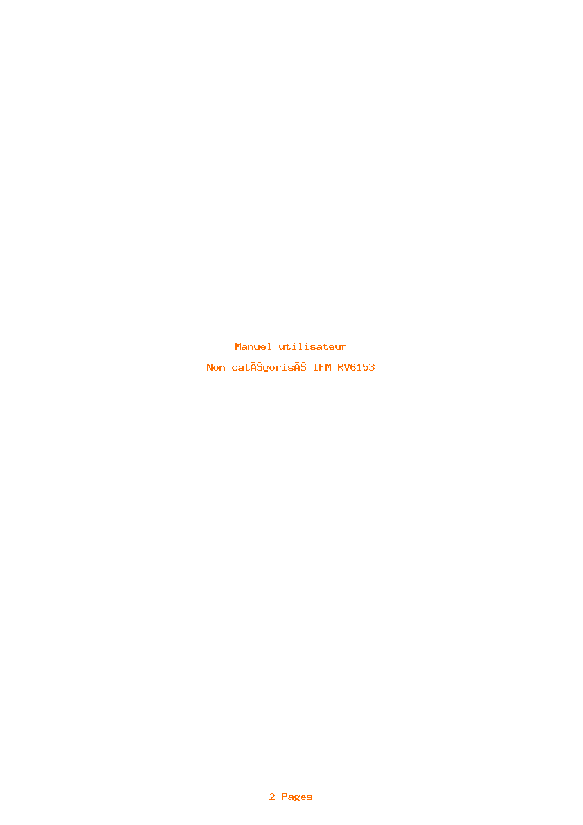 Page 1 de la notice Manuel utilisateur IFM RV6153