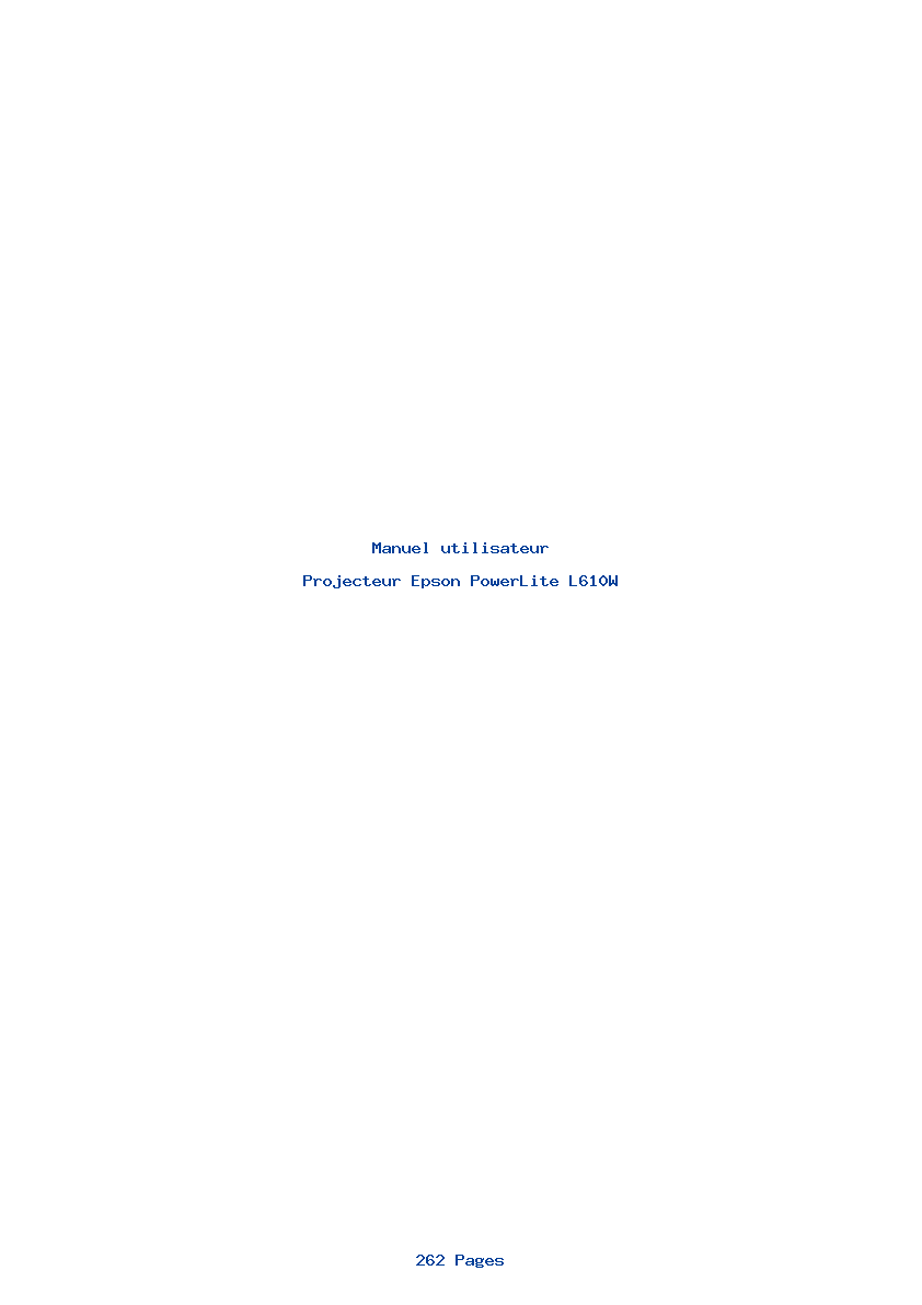 Page 1 de la notice Manuel utilisateur Epson PowerLite L610W