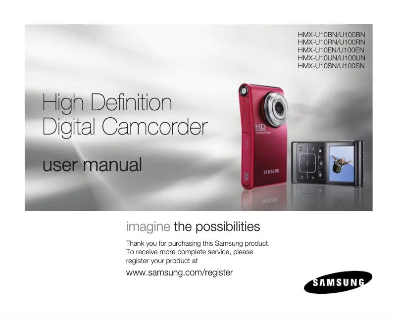 Page 1 de la notice Manuel utilisateur Samsung HMX-U10SN