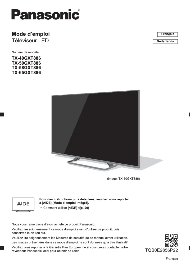 Page 1 of the manual User Manual Panasonic TX-58GXT886