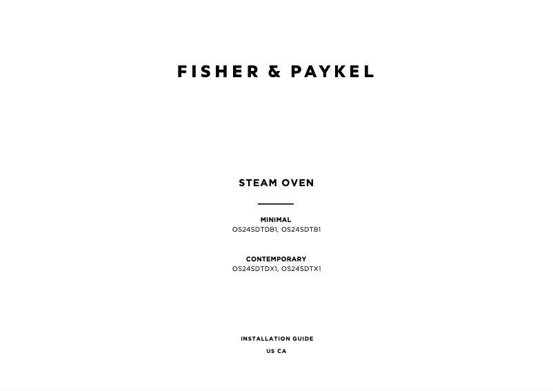 Page 1 of the manual Installation Guide Fisher & Paykel OS24SDTX1
