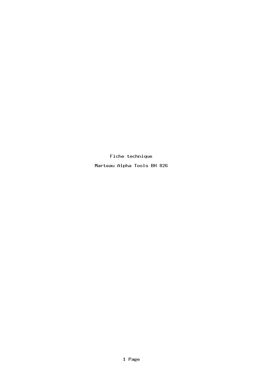 Page 1 de la notice Fiche technique Alpha Tools BH 826