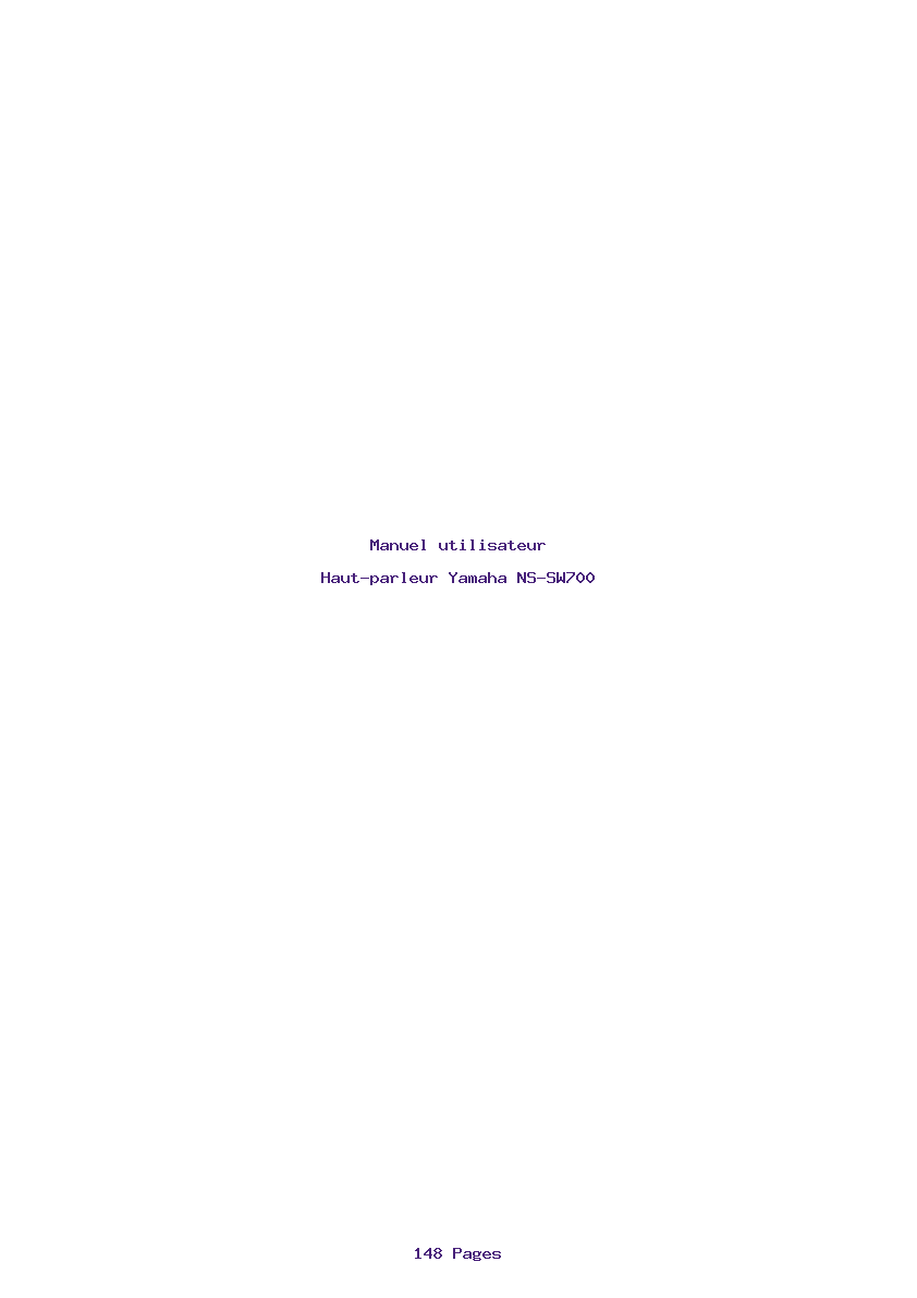 Page 1 de la notice Manuel utilisateur Yamaha NS-SW700