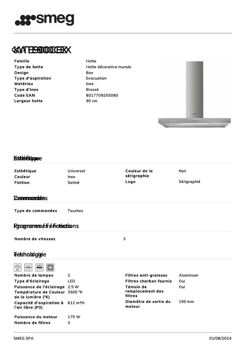 Image de la première page du manuel de l'appareil KATE900CEX
