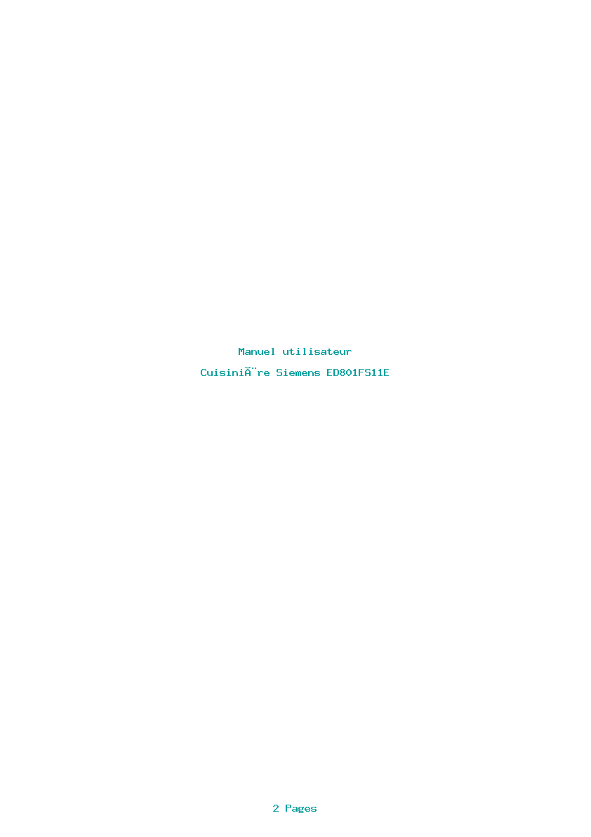 Page 1 de la notice Manuel utilisateur Siemens ED801FS11E