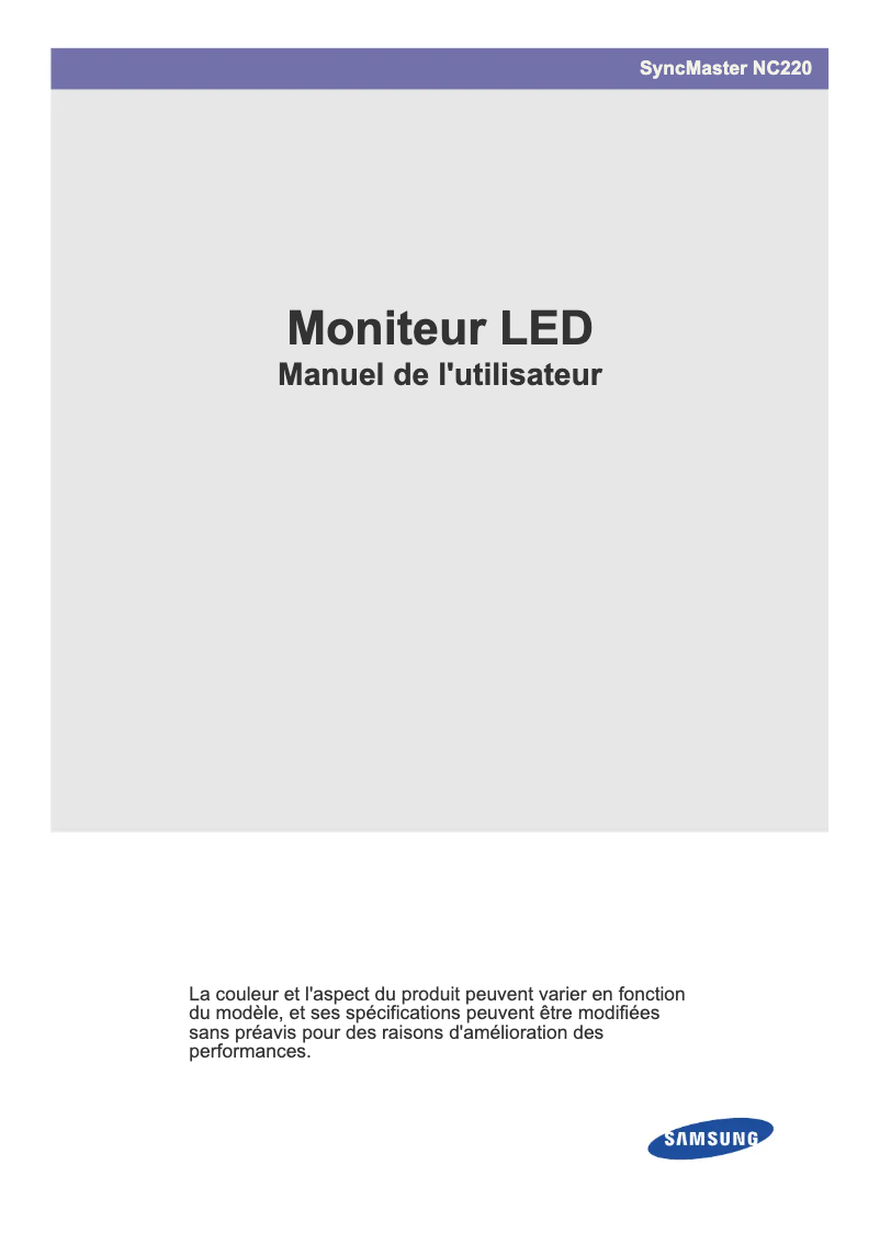 Page 1 de la notice Manuel utilisateur Samsung NC220