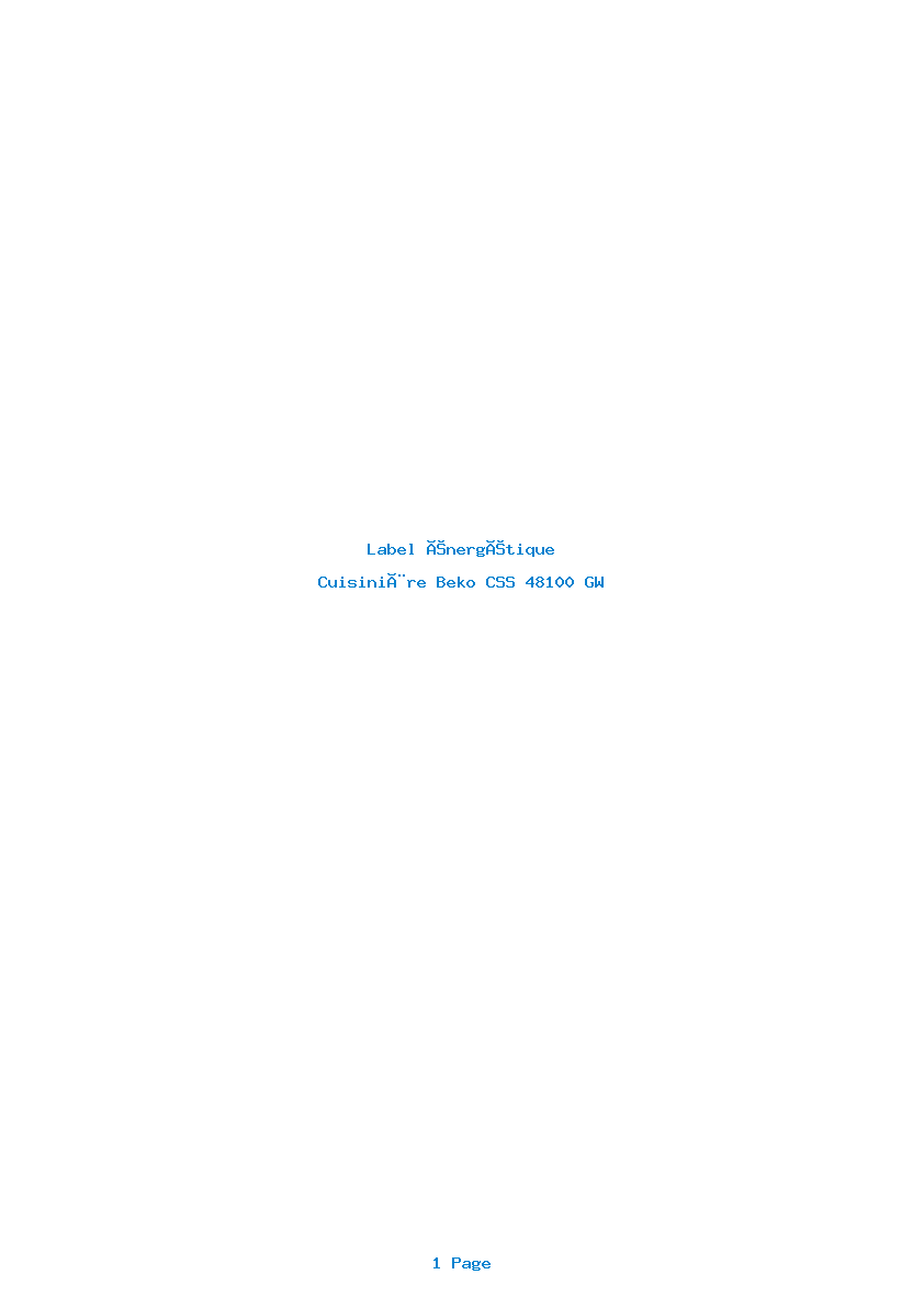 Page 1 de la notice Label énergétique Beko CSS 48100 GW