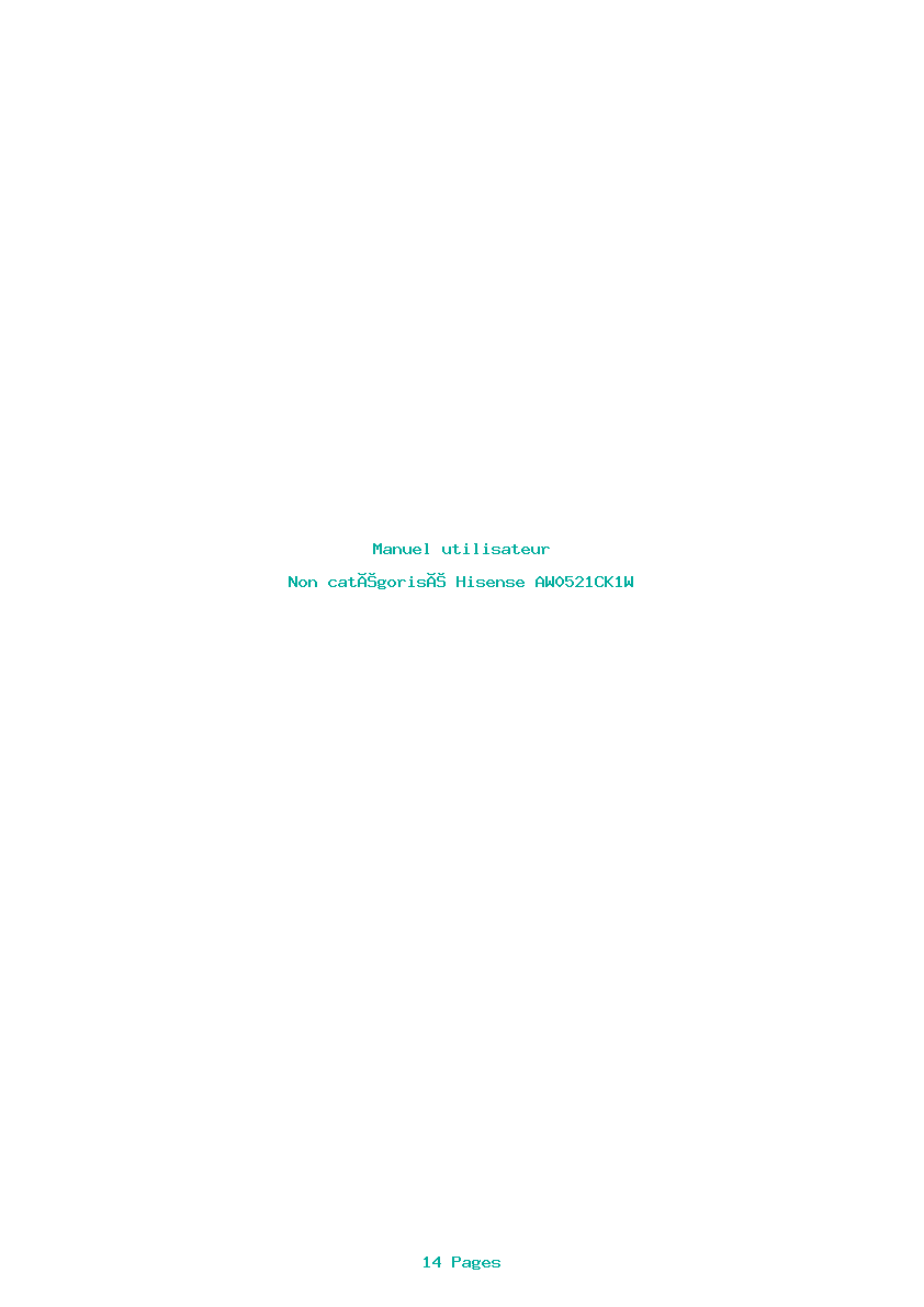 Page 1 de la notice Manuel utilisateur Hisense AW0521CK1W