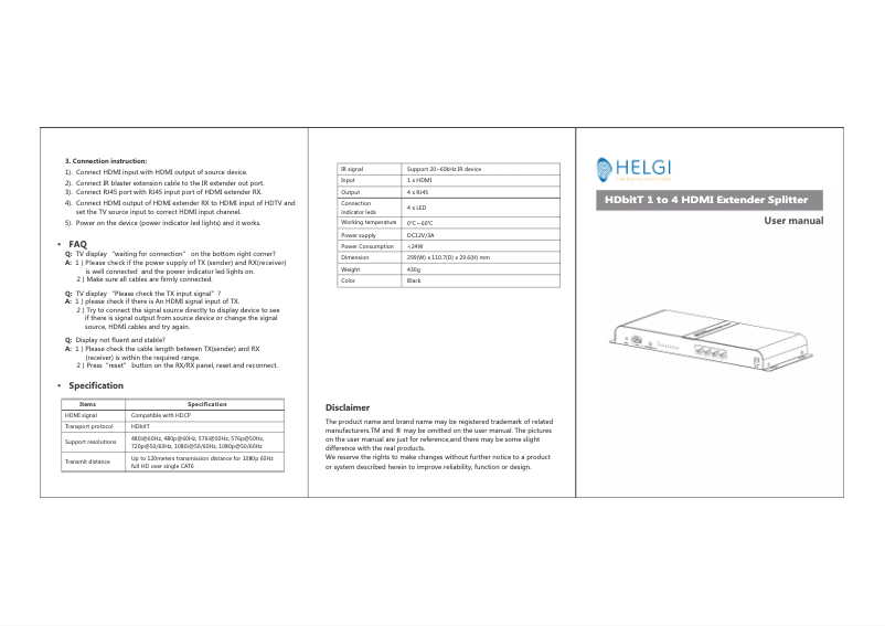 Página 1 del manual Manual de usuario HELGI HLG0314-HDBITT