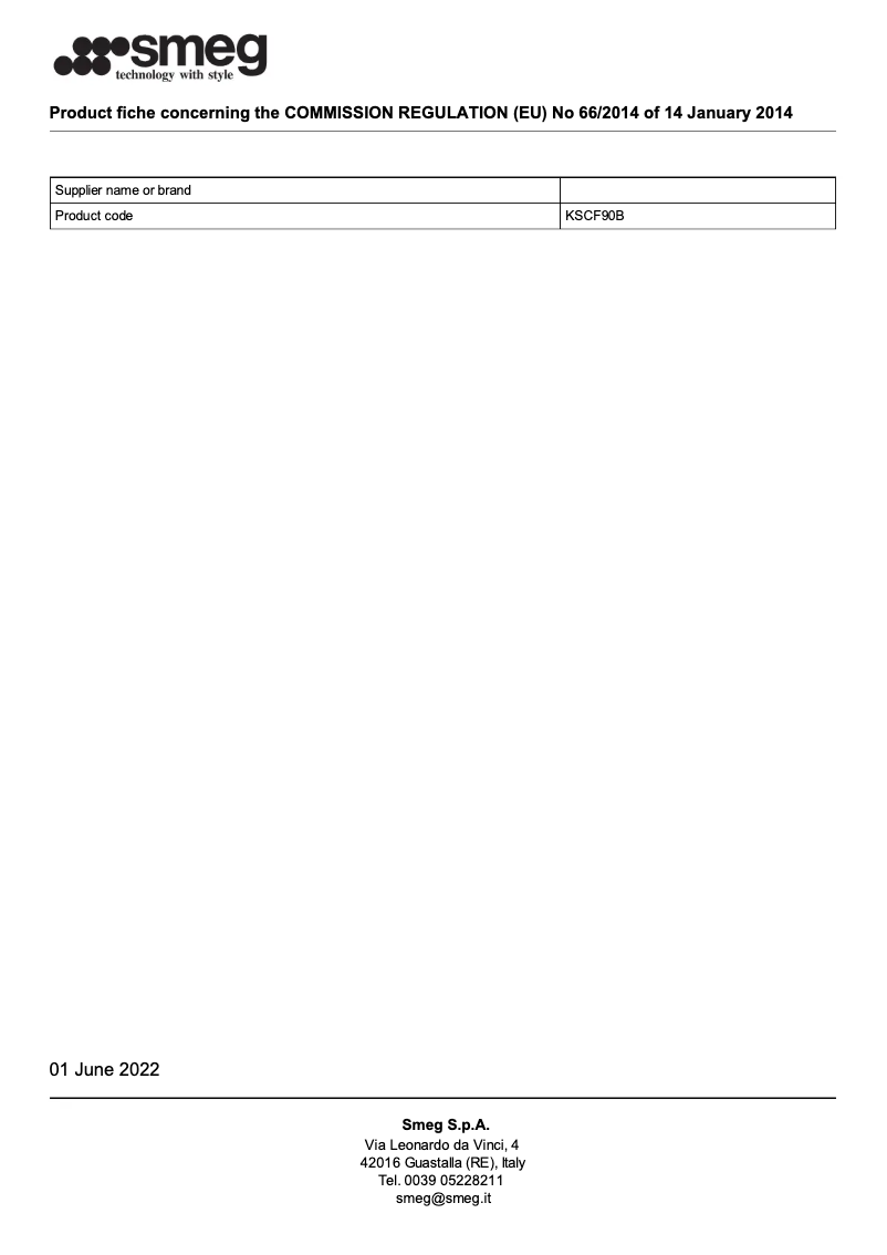 Page 1 de la notice Brochure Smeg KSCF90B