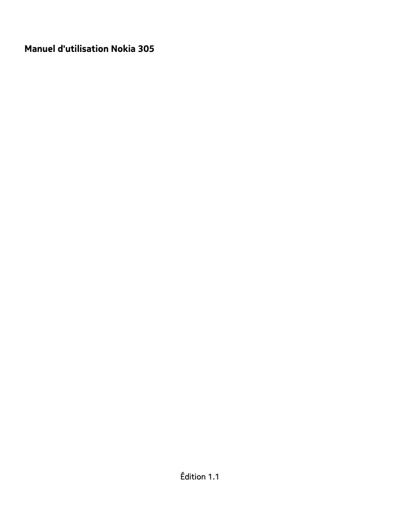 Page 1 de la notice Manuel utilisateur Nokia 305