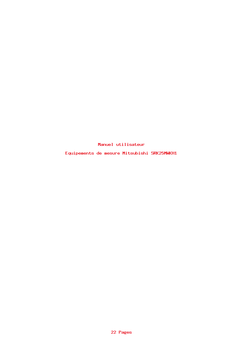 Page 1 de la notice Manuel utilisateur Mitsubishi SRK25MWKH1