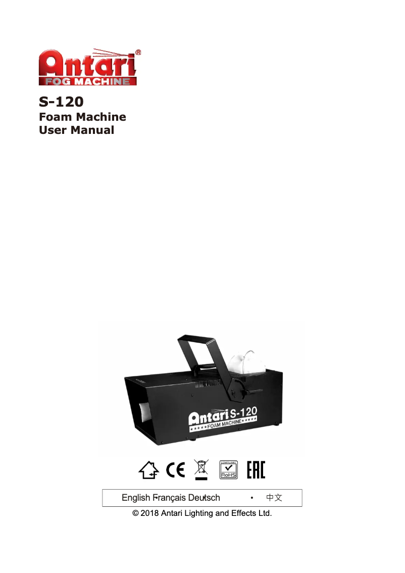 Page 1 de la notice Manuel utilisateur Antari S-120