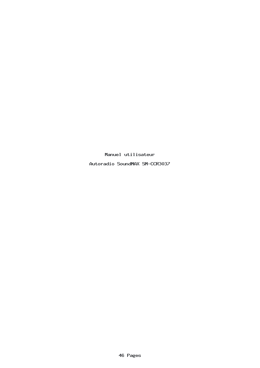 Page 1 de la notice Manuel utilisateur SoundMAX SM-CCR3037