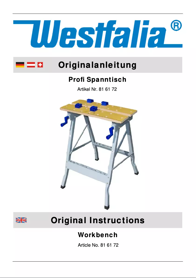 Page 1 de la notice Manuel utilisateur Westfalia 816172