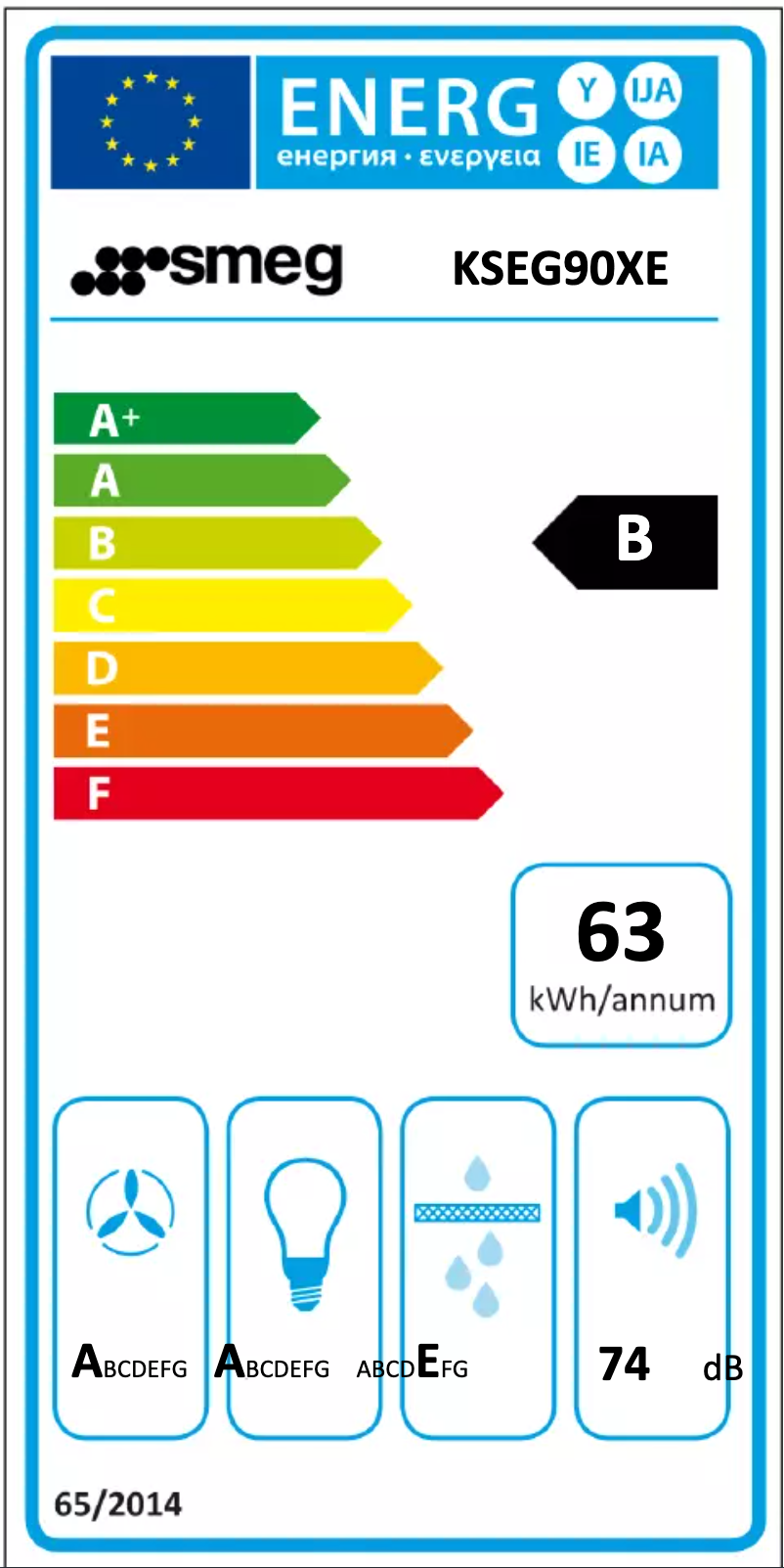 Page 1 de la notice Label énergétique Smeg KSEG90XE