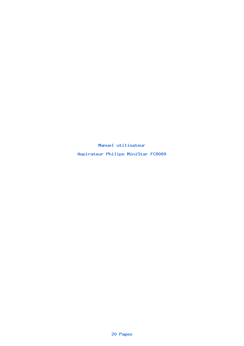 Page 1 de la notice Manuel utilisateur Philips MiniStar FC8089
