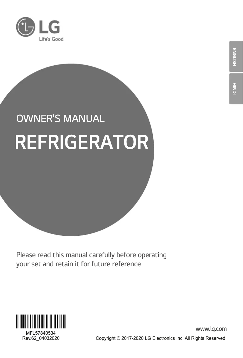 Page 1 de la notice Manuel utilisateur LG GL-T302SDS3