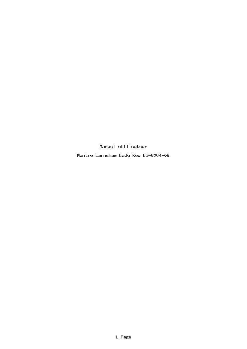 Page 1 de la notice Manuel utilisateur Earnshaw Lady Kew ES-8064-06