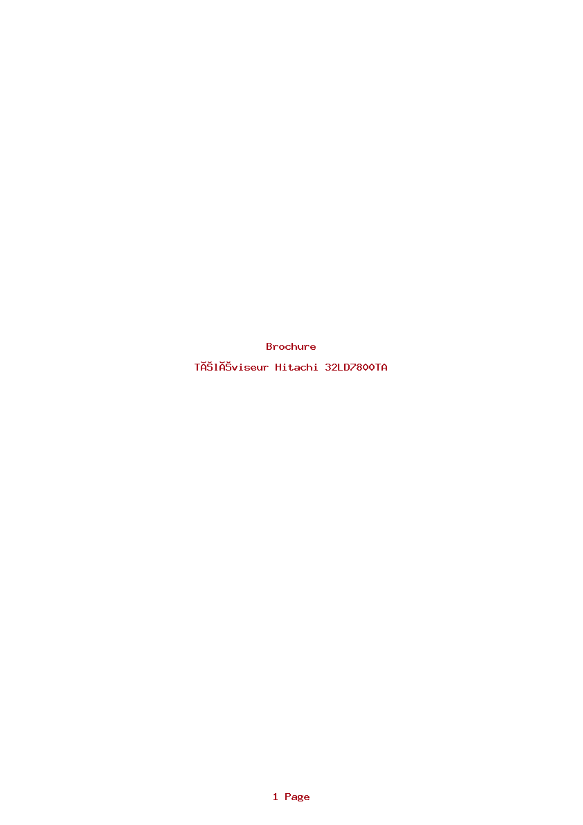 Page 1 de la notice Brochure Hitachi 32LD7800TA