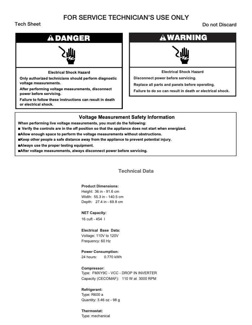 Page 1 de la notice Informations de garantie Maytag MZC5216LW