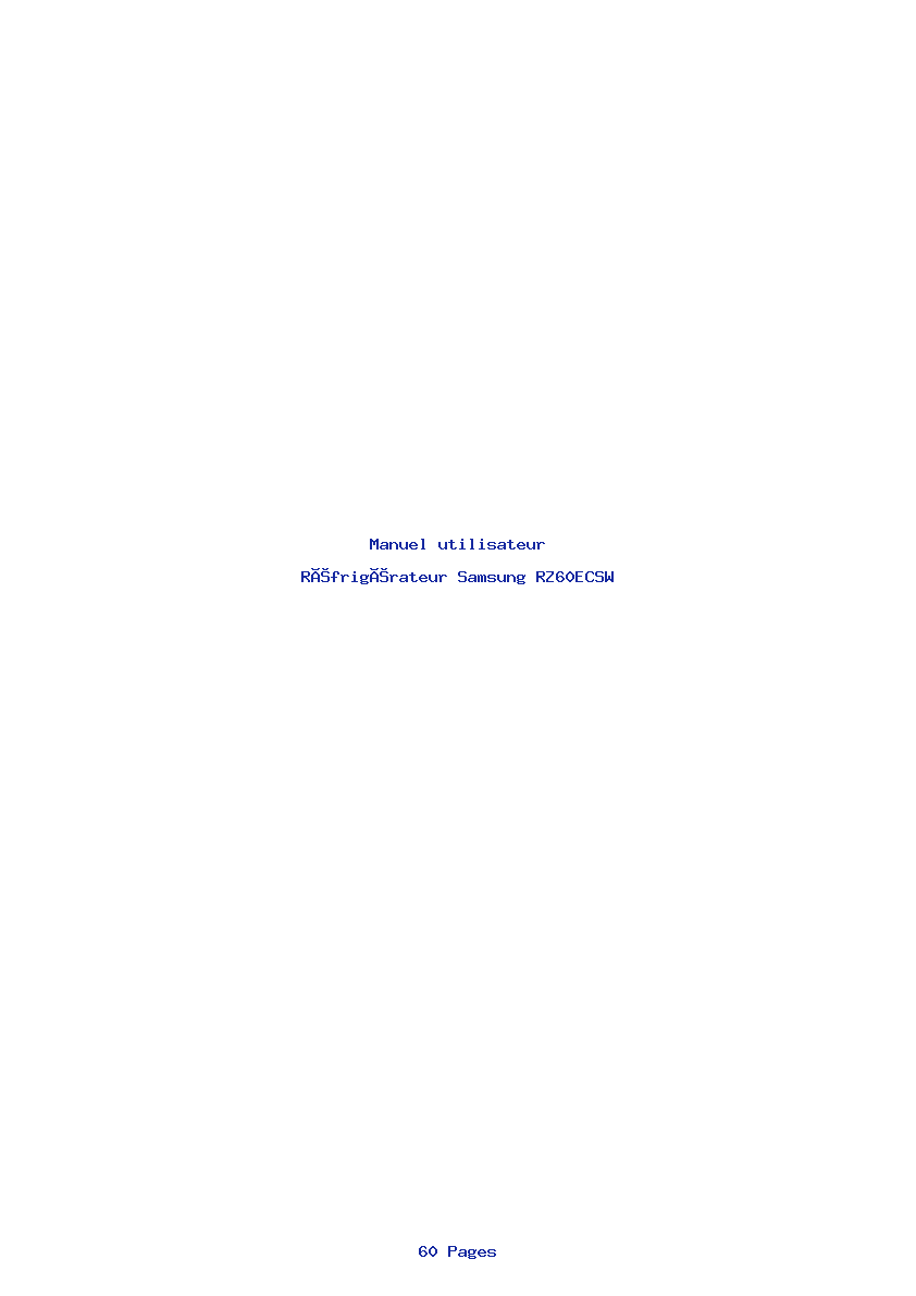 Page 1 de la notice Manuel utilisateur Samsung RZ60ECSW