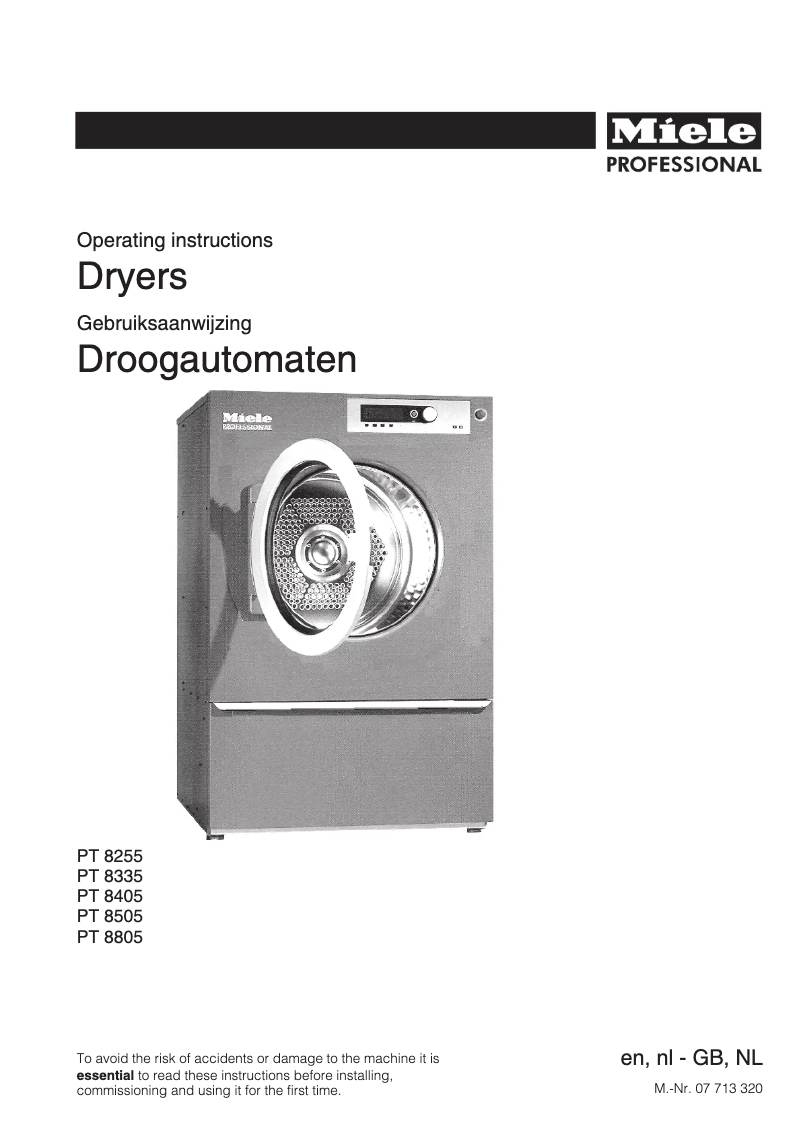 Página 1 del manual Manual de usuario Miele PT 8405