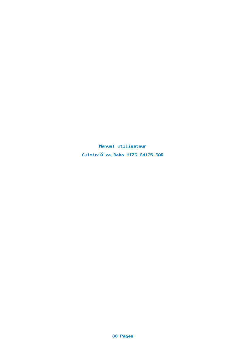 Page 1 de la notice Manuel utilisateur Beko HIZG 64125 SAR