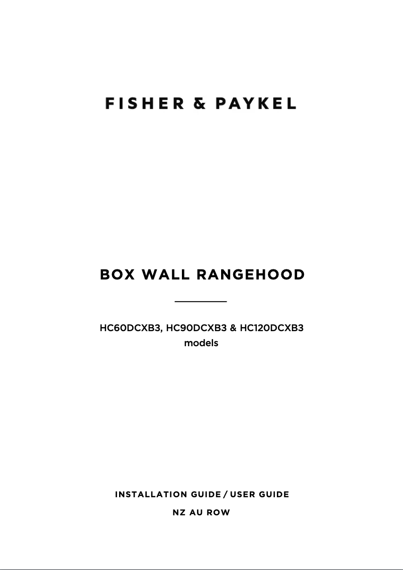 Page 1 de la notice Guide d'installation Fisher & Paykel HC120DCXB3