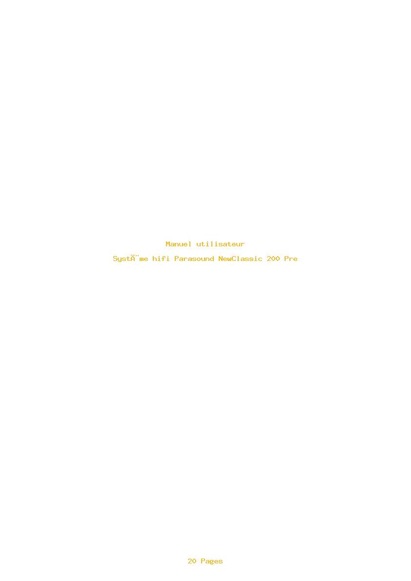 Page 1 de la notice Manuel utilisateur Parasound NewClassic 200 Pre