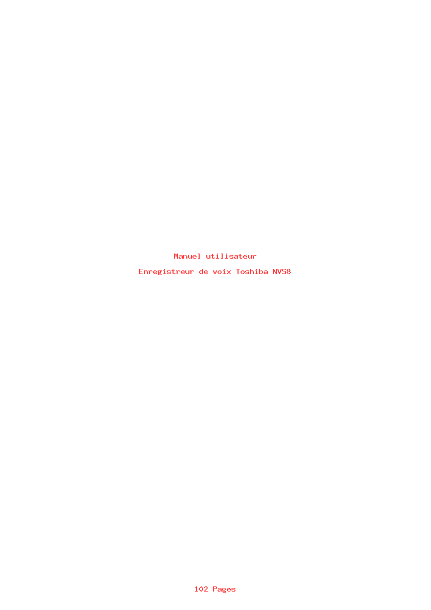 Page 1 de la notice Manuel utilisateur Toshiba NVS8