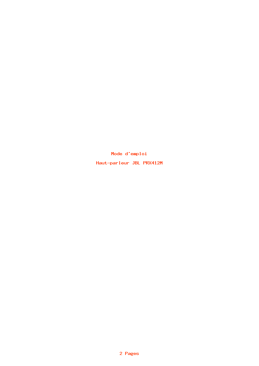 Page 1 de la notice Mode d'emploi JBL PRX412M