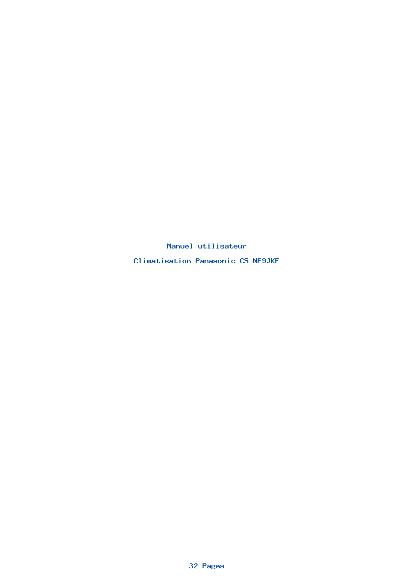 Page 1 de la notice Manuel utilisateur Panasonic CS-NE9JKE