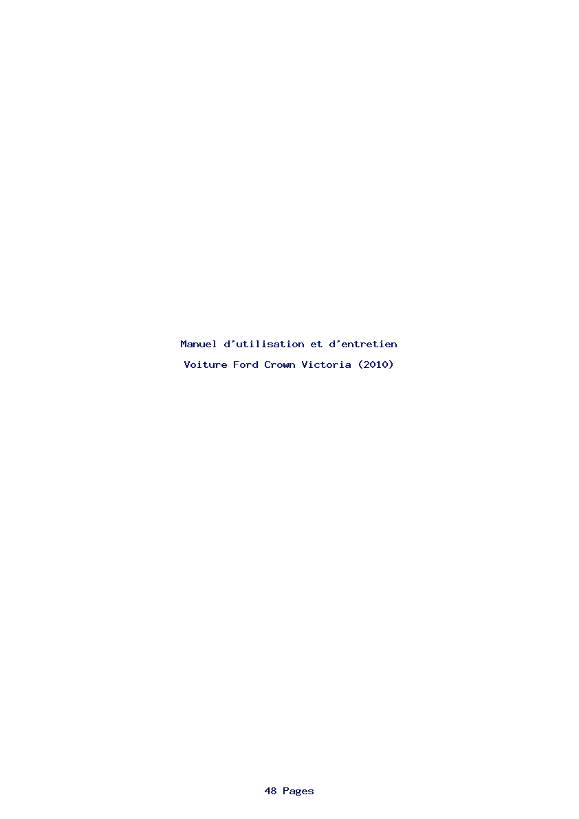 Image de la première page du manuel de l'appareil Crown Victoria (2010)