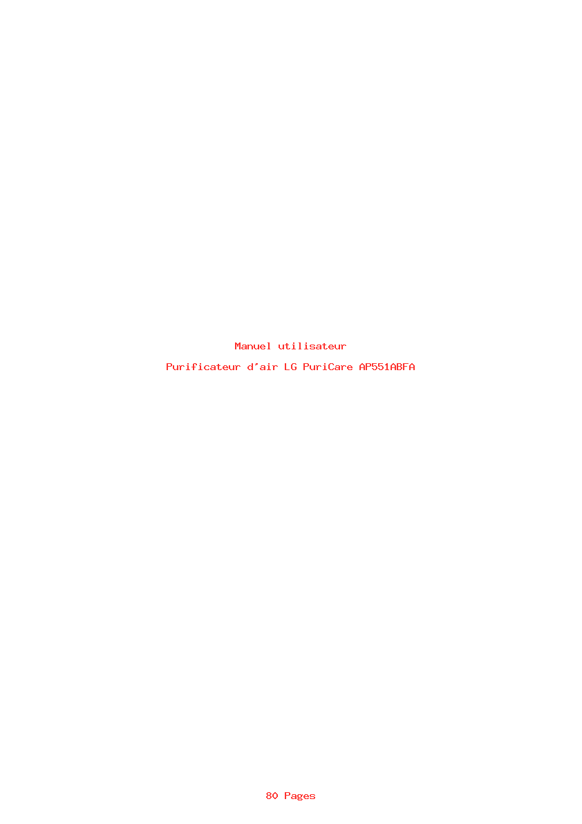 Page 1 de la notice Manuel utilisateur LG PuriCare AP551ABFA