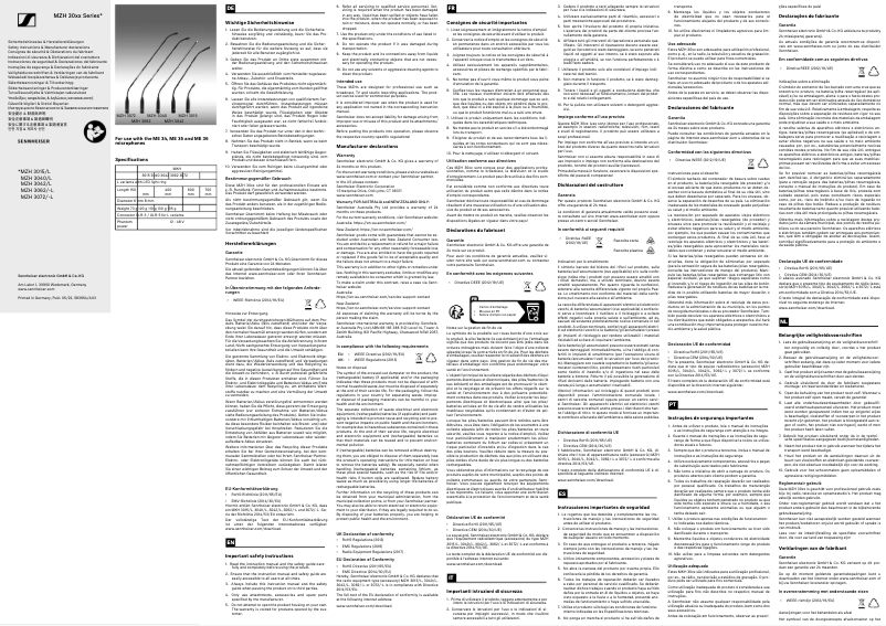 Page 1 de la notice Instructions de sécurité Sennheiser MZH 30