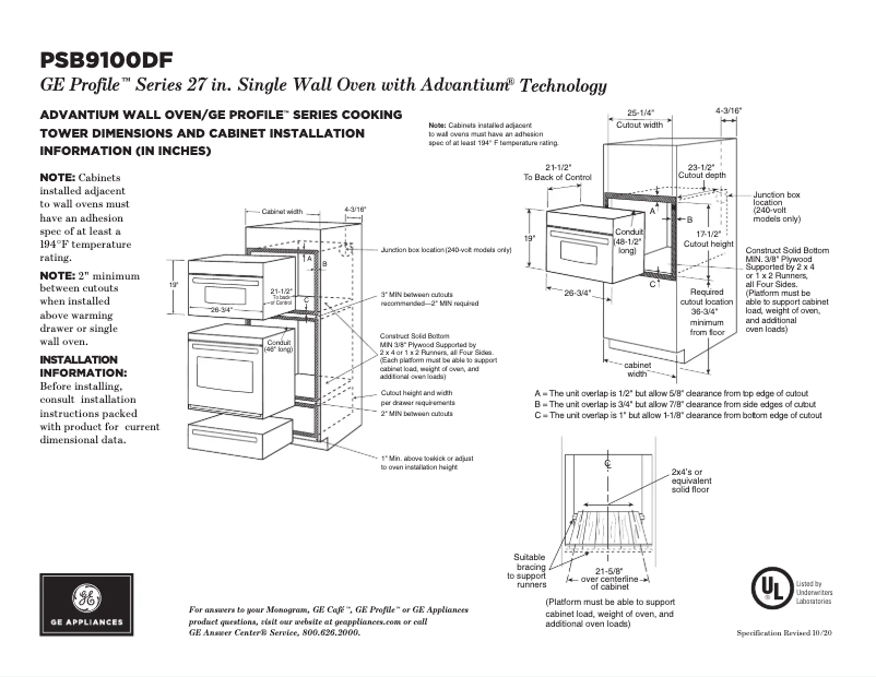 Page n°1 - Fiche technique GE Profile PSB9100DFWW