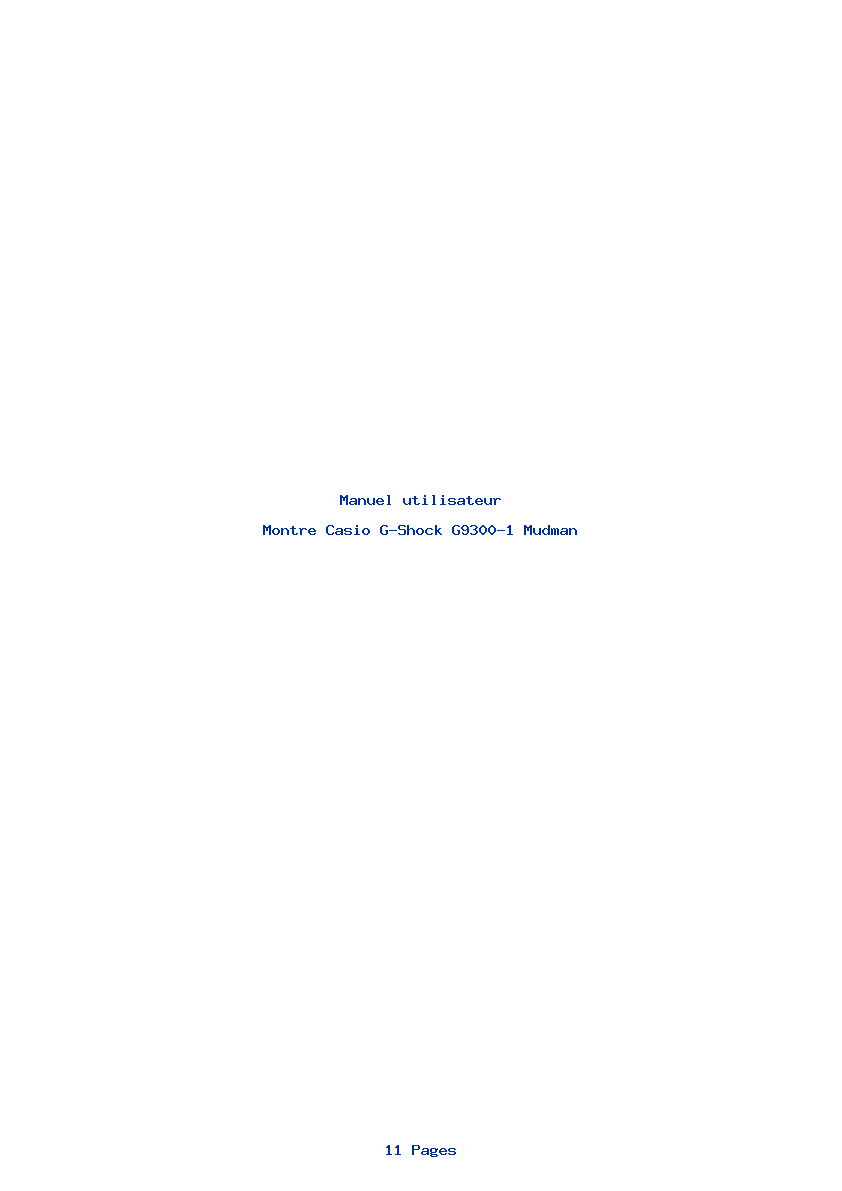 Page 1 de la notice Manuel utilisateur Casio G-Shock G9300-1 Mudman