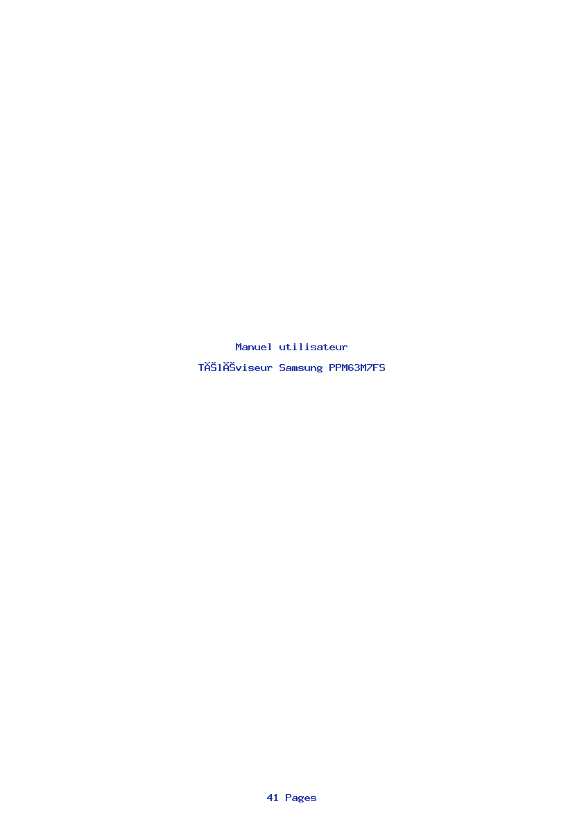 Page 1 de la notice Manuel utilisateur Samsung PPM63M7FS