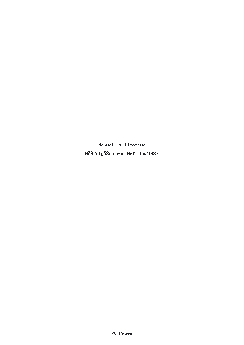 Page 1 de la notice Manuel utilisateur Neff K5714X7