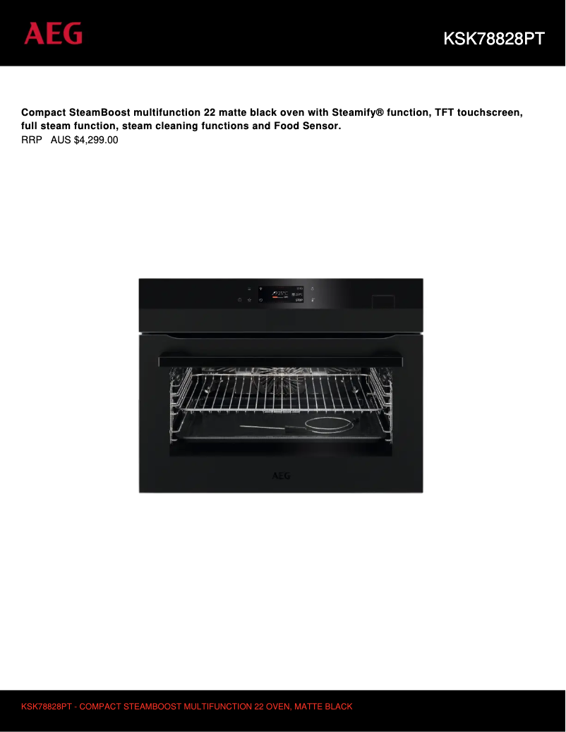 Page 1 de la notice Fiche technique AEG KSK78828PT
