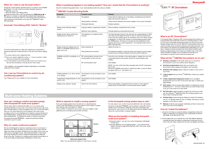 Page 1 de la notice Manuel utilisateur Honeywell CM67RF