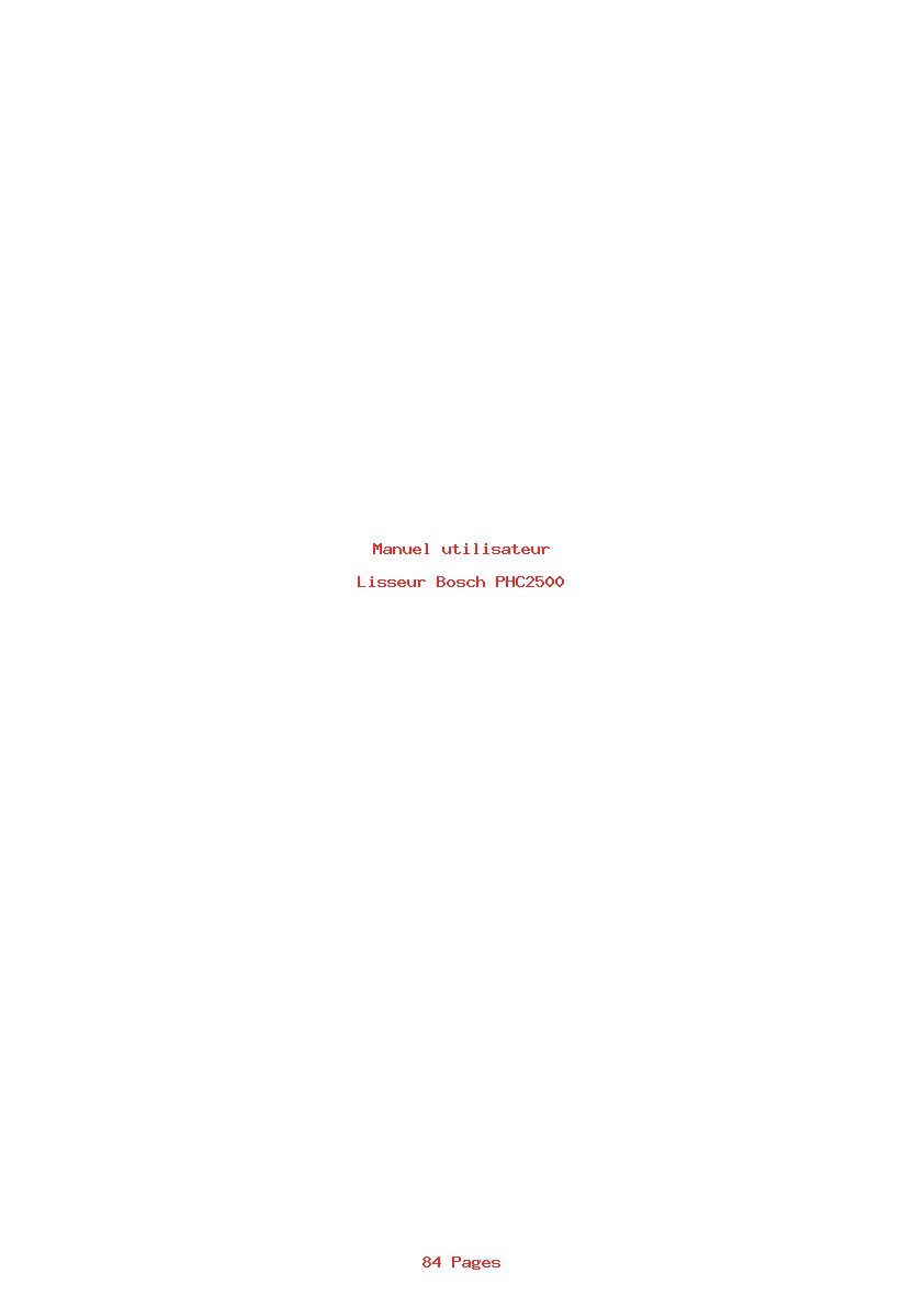 Page 1 de la notice Manuel utilisateur Bosch PHC2500