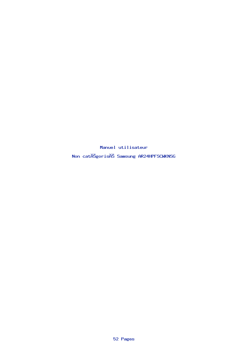 Page 1 de la notice Manuel utilisateur Samsung AR24HPFSCWKNSG