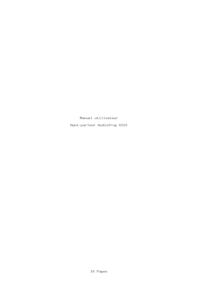 Page 1 de la notice Manuel utilisateur Audiofrog GS10
