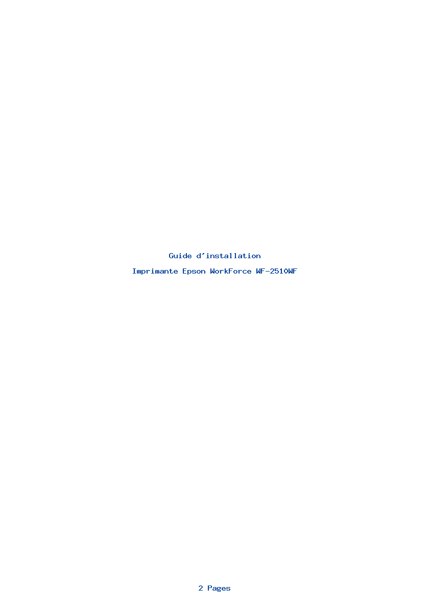 Page 1 de la notice Guide d'installation Epson WorkForce WF-2510WF