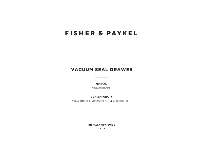 Page 1 de la notice Guide d'installation Fisher & Paykel VB30SDB1-SET