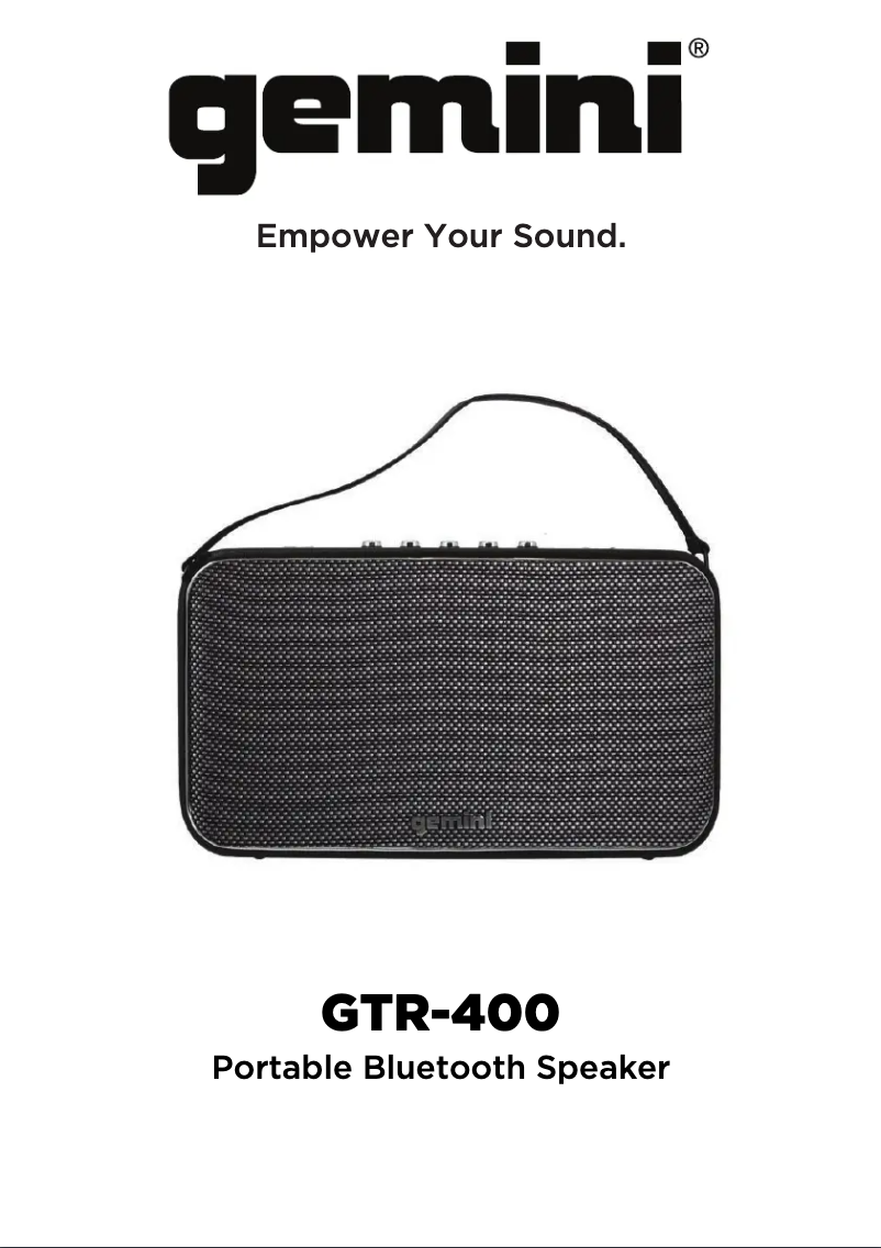 Page 1 of the manual User Manual Gemini GTR-400