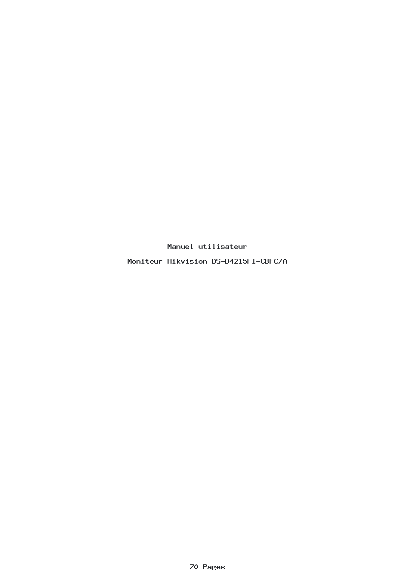 Page 1 de la notice Manuel utilisateur Hikvision DS-D4215FI-CBFC/A