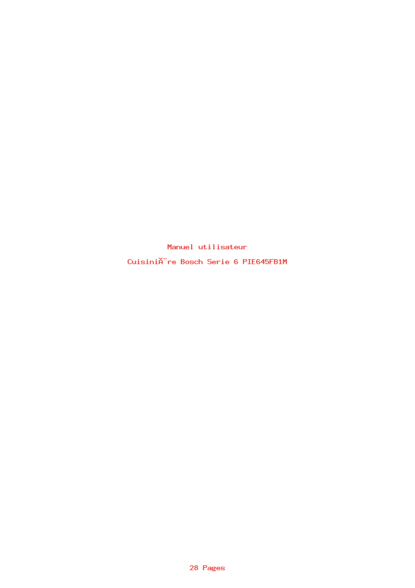 Page 1 de la notice Manuel utilisateur Bosch Serie 6 PIE645FB1M